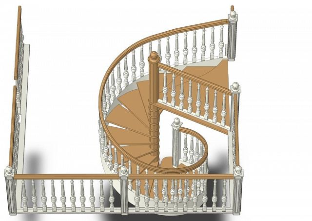 Vřetenové schodiště 3D