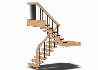 návrh dřevěného schodiště s podestou