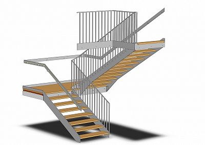 návrh dřevěných schodů s podestou